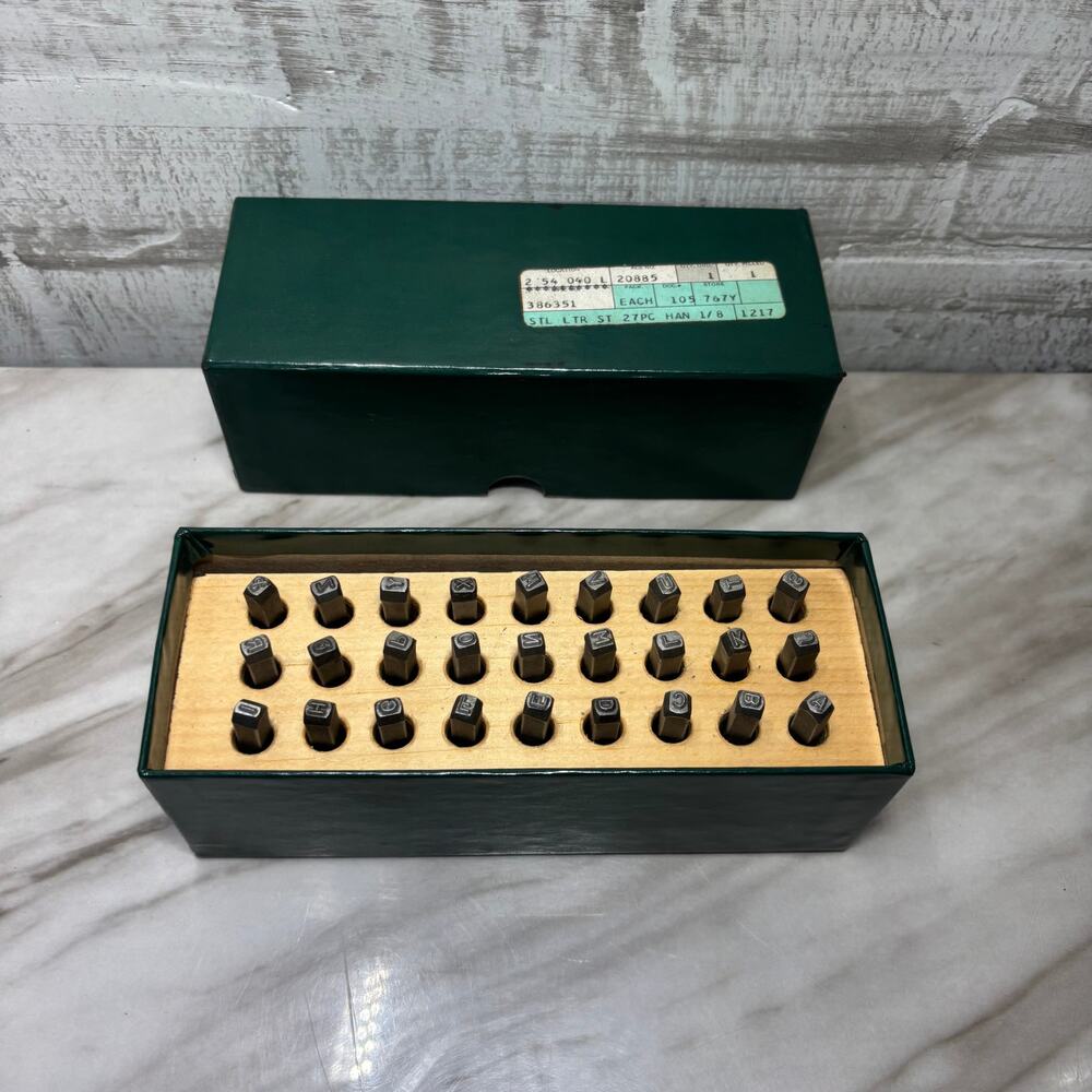 Vintage Ace Hanson Steel Letter Stamp Set A-Z & Ampersand